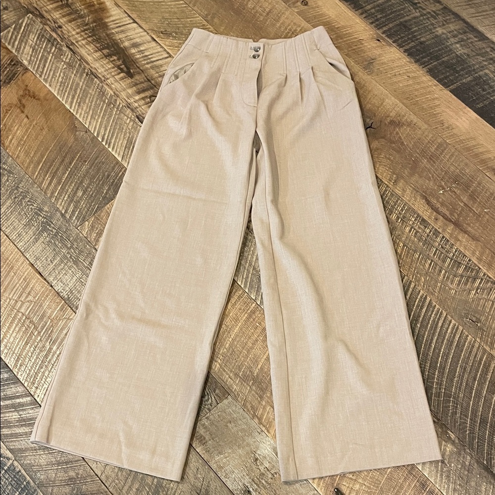 Beige Wide-Leg Trousers Anthropologie